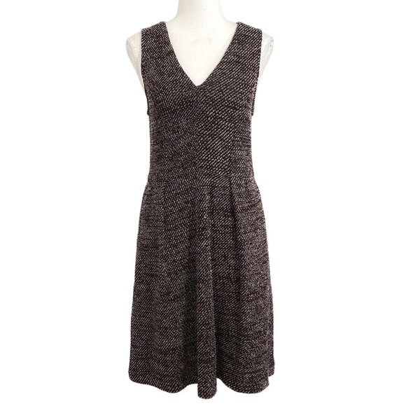 Madewell Dresses & Skirts - Madewell TERRACE TWEED BURGUNDY BLACK WHITE MARLED KNITTED SLEEVELESS DRESS - M